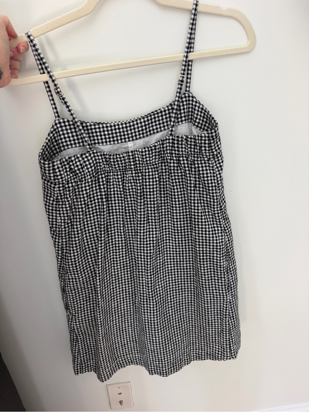 Abercrombie & Fitch Gingham Spaghetti Strap Mini Dress - Black & White XXS - Picture 2 of 5